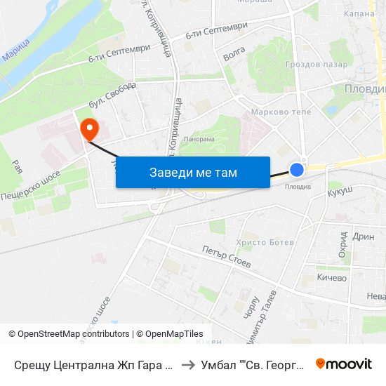 Срещу Централна Жп Гара / Opposite Central Railway Station (188) to Умбал ""Св. Георги"" - Инфекциозна Клиника map