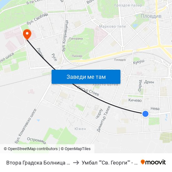 Втора Градска Болница / Second City Hospital (61) to Умбал ""Св. Георги"" - Инфекциозна Клиника map