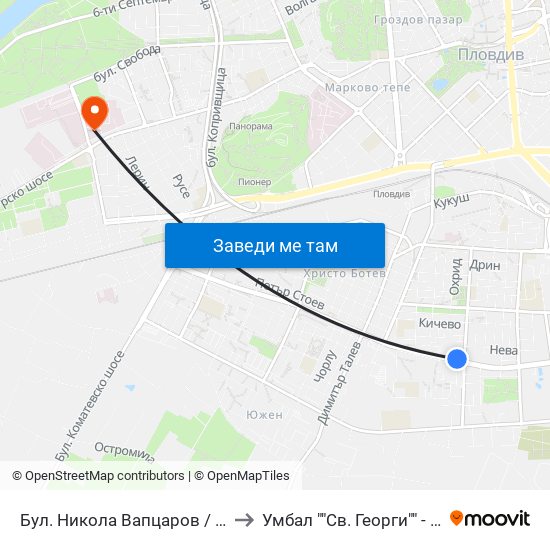 Бул. Никола Вапцаров / Nikola Vaptsarov Blvd. (68) to Умбал ""Св. Георги"" - Инфекциозна Клиника map