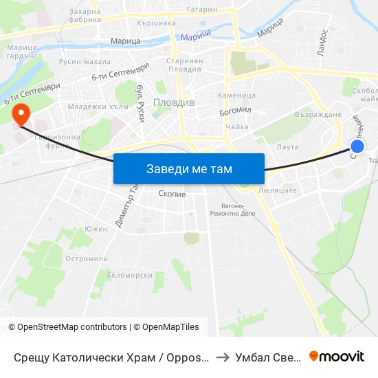 Срещу Католически Храм / Opposite Catholic Church (111) to Умбал Свети Георги map