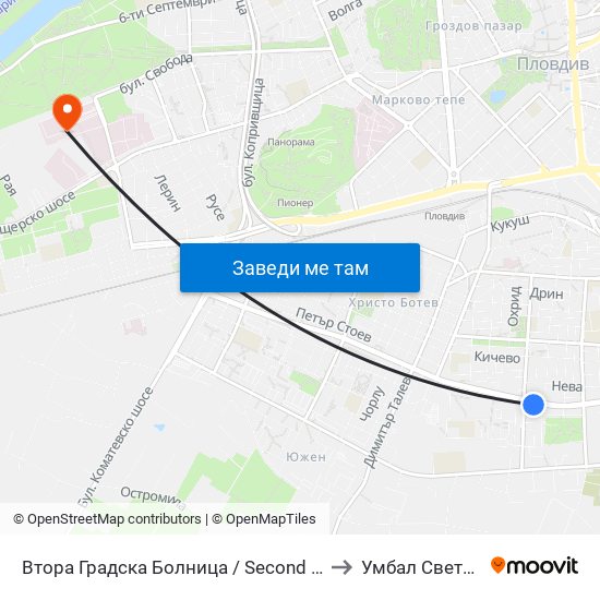 Втора Градска Болница / Second City Hospital (61) to Умбал Свети Георги map