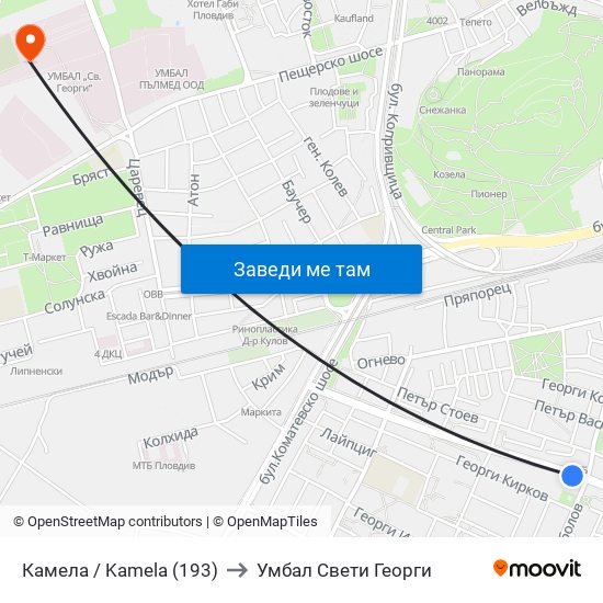 Камела / Kamela (193) to Умбал Свети Георги map