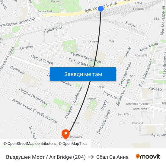 Въздушен Мост / Air Bridge (204) to Сбал Св,Анна map