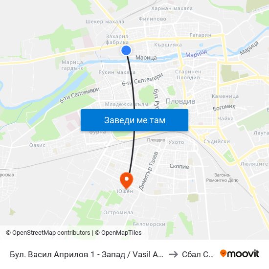 Бул. Васил Априлов 1 - Запад / Vasil Aprilov St. 1 - West (402) to Сбал Св,Анна map