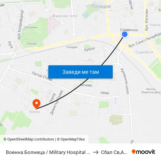 Военна Болница / Military Hospital (335) to Сбал Св,Анна map