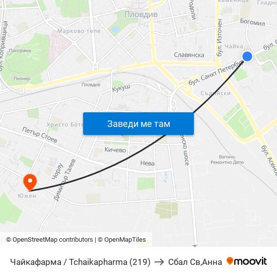 Чайкафарма / Tchaikapharma (219) to Сбал Св,Анна map