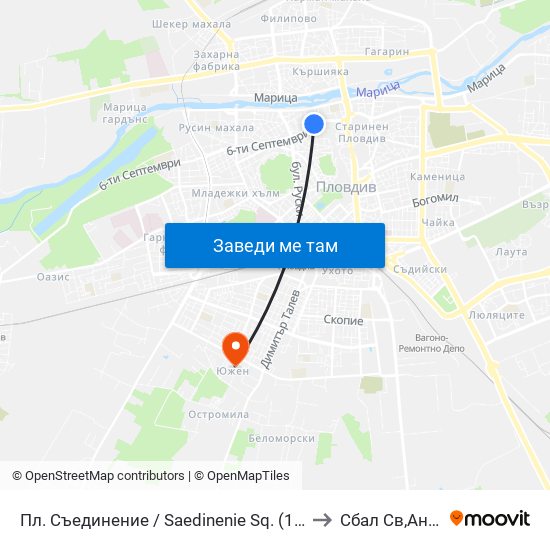 Пл. Съединение / Saedinenie Sq. (141) to Сбал Св,Анна map