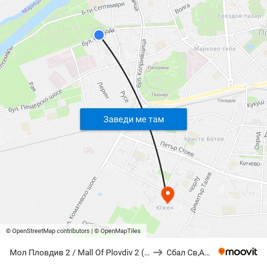 Мол Пловдив 2 / Mall Of Plovdiv 2 (316) to Сбал Св,Анна map