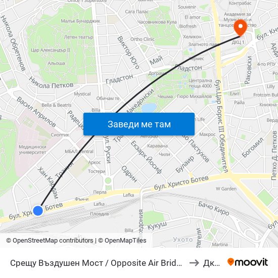 Срещу Въздушен Мост / Opposite Air Bridge (189) to Дкц 1 map
