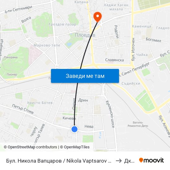 Бул. Никола Вапцаров / Nikola Vaptsarov Blvd. (68) to Дкц 1 map