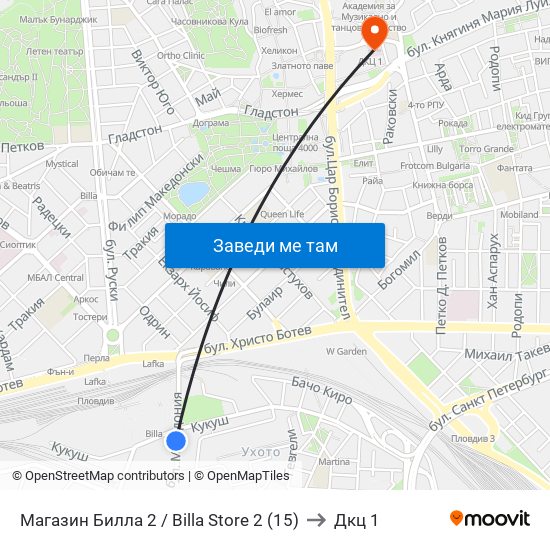 Магазин Билла 2 / Billa Store 2 (15) to Дкц 1 map