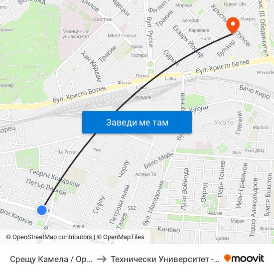 Срещу Камела / Opposite Kamela (200) to Технически Университет - София Филиал Пловдив map