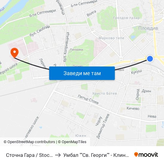 Сточна Гара / Stochna Gara (43) to Умбал ""Св. Георги"" - Клиника По Неврология map