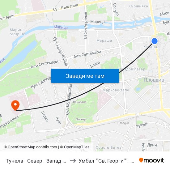 Тунела - Север - Запад / Tunela - Sever - West (10) to Умбал ""Св. Георги"" - Клиника По Неврология map