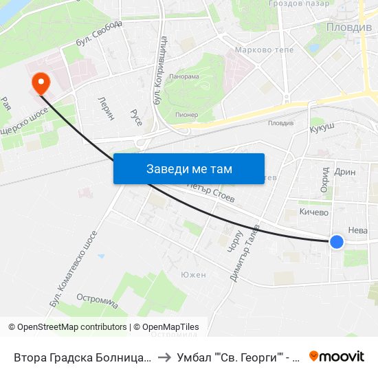 Втора Градска Болница / Second City Hospital (61) to Умбал ""Св. Георги"" - Клиника По Неврология map