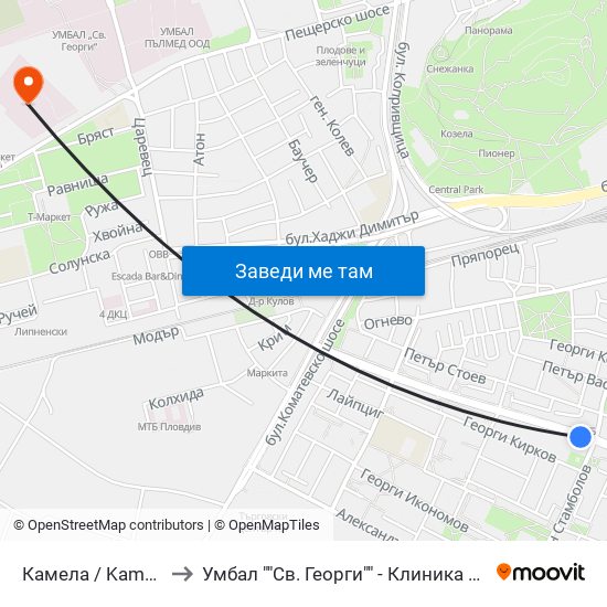 Камела / Kamela (193) to Умбал ""Св. Георги"" - Клиника По Неврология map