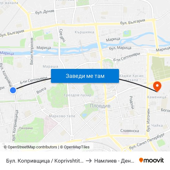 Бул. Копривщица / Koprivshtitsa Blvd. (241) to Намлиев - Дентал Еоод map