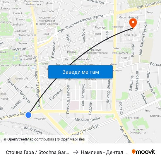 Сточна Гара / Stochna Gara (43) to Намлиев - Дентал Еоод map