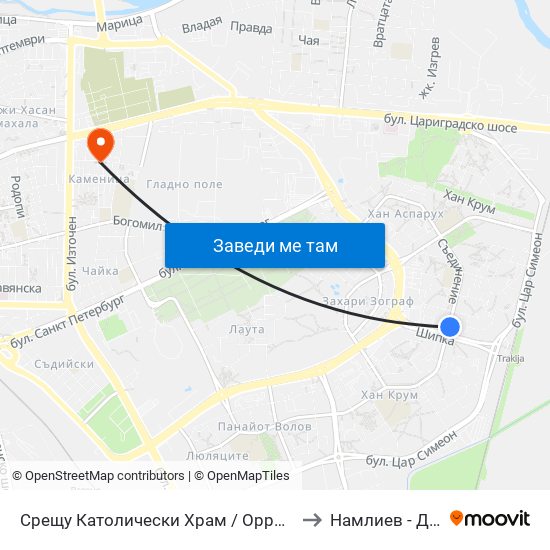 Срещу Католически Храм / Opposite Catholic Church (111) to Намлиев - Дентал Еоод map