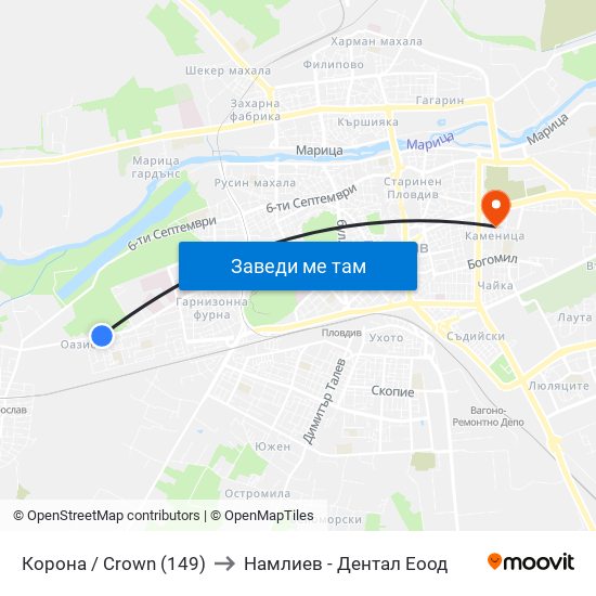 Корона / Crown (149) to Намлиев - Дентал Еоод map