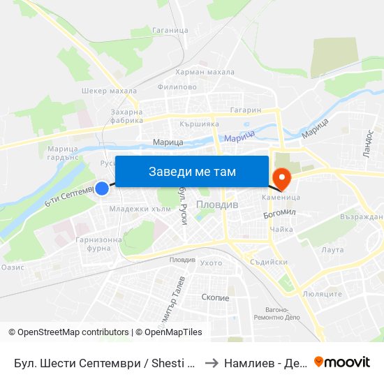 Бул. Шести Септември / Shesti Septemvri Blvd. (240) to Намлиев - Дентал Еоод map