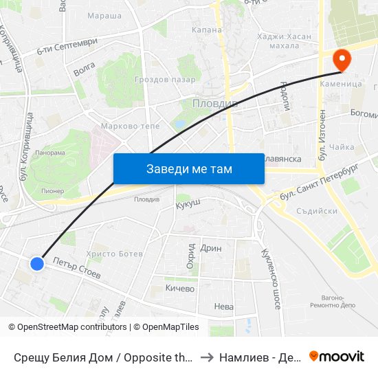 Срещу Белия Дом / Opposite the White House (192) to Намлиев - Дентал Еоод map