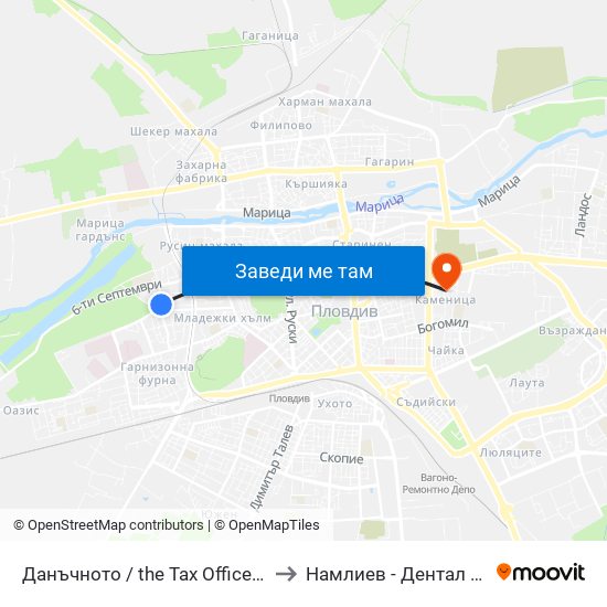 Данъчното / the Tax Office (268) to Намлиев - Дентал Еоод map