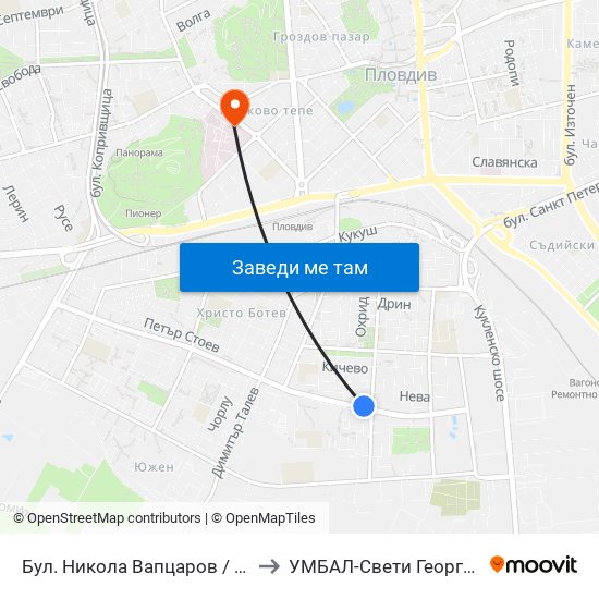 Бул. Никола Вапцаров / Nikola Vaptsarov Blvd. (68) to УМБАЛ-Свети Георги (UMBAL-Sveti Georgi) map