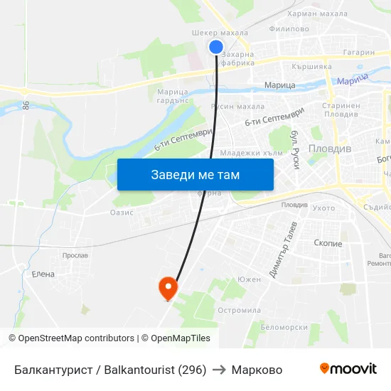 Балкантурист / Balkantourist (296) to Марково map