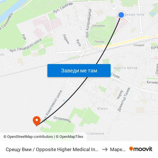 Срещу Вми / Opposite Higher Medical Institute (169) to Марково map