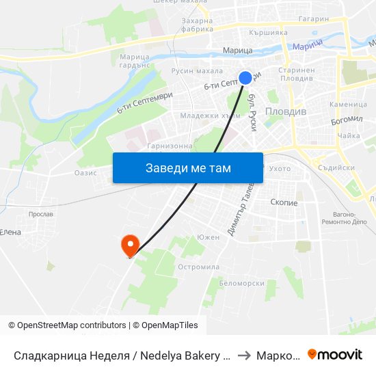 Сладкарница Неделя / Nedelya Bakery (142) to Марково map