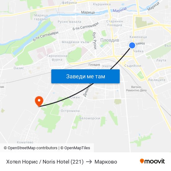 Хотел Норис / Noris Hotel (221) to Марково map