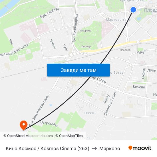 Кино Космос / Kosmos Cinema (263) to Марково map