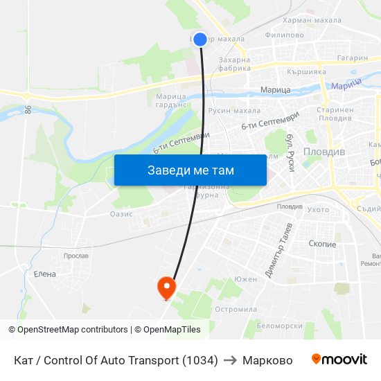 Кат / Control Of Auto Transport (1034) to Марково map