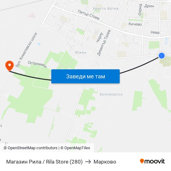 Магазин Рила / Rila Store (280) to Марково map