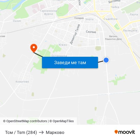 Тсм / Tsm (284) to Марково map