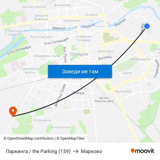 Паркинга / the Parking (159) to Марково map