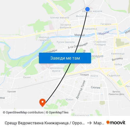 Срещу Ведомствена Книжарница / Opposite Departmental Store (56) to Марково map