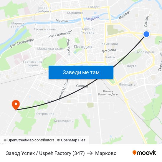 Завод Успех / Uspeh Factory (347) to Марково map