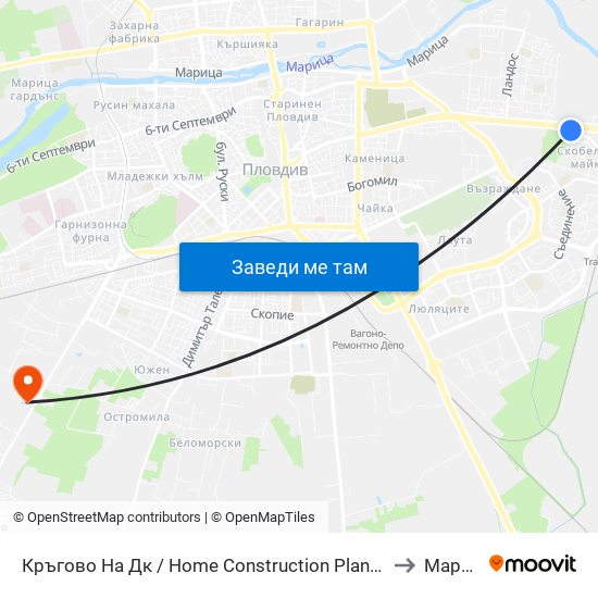 Кръгово На Дк / Home Construction Plant Roundabout (349) to Марково map