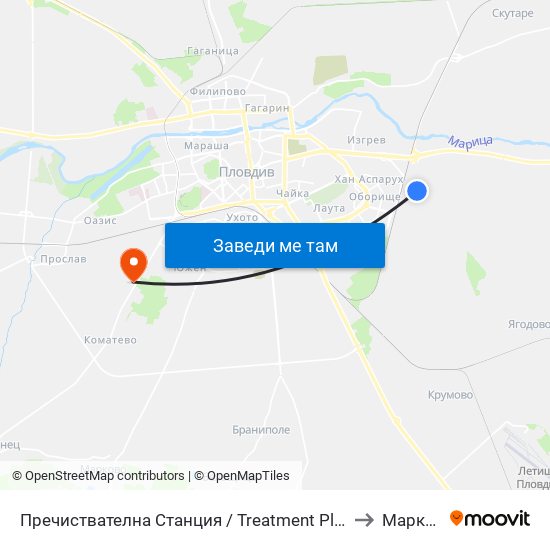 Пречиствателна Станция / Treatment Plant (1021) to Марково map