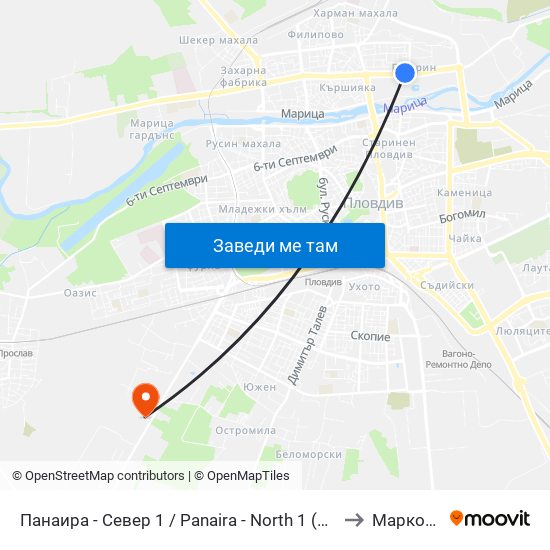 Панаира - Север 1 / Panaira - North 1 (185) to Марково map