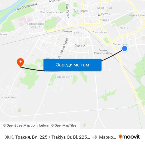 Ж.К. Тракия, Бл. 225 / Trakiya Qr, Bl. 225 (403) to Марково map