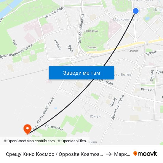 Срещу Кино Космос / Opposite Kosmos Cinema (247) to Марково map