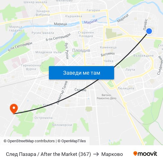 След Пазара / After the Market (367) to Марково map