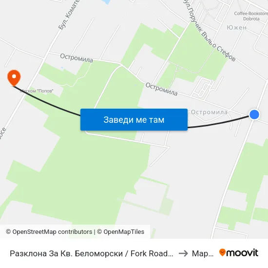 Разклона За Кв. Беломорски / Fork Road To Belomorski Qr  (195) to Марково map