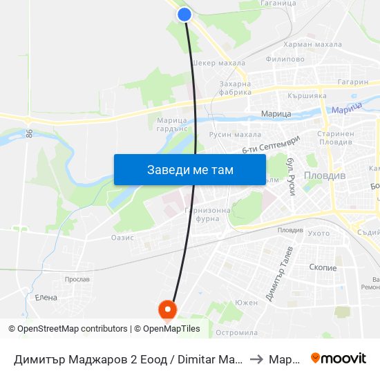 Димитър Маджаров 2 Еоод / Dimitar Madjarov 2 Ltd (474) to Марково map