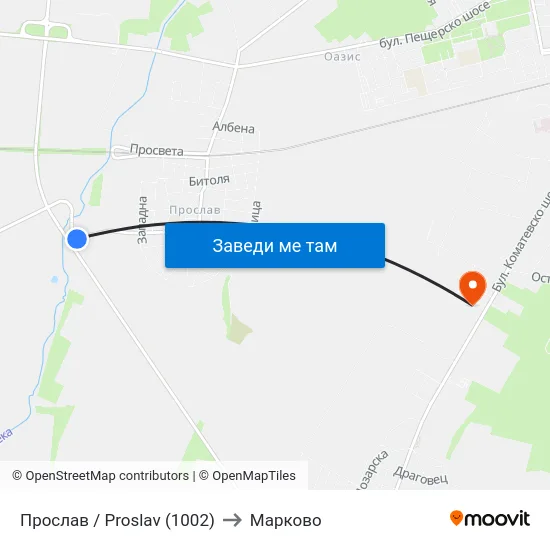Прослав / Proslav (1002) to Марково map