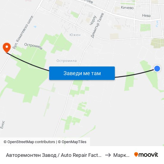 Авторемонтен Завод / Auto Repair Factory (472) to Марково map