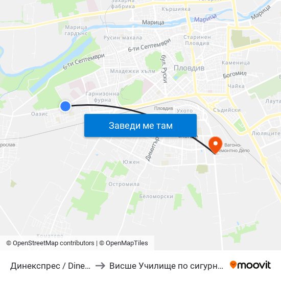 Динекспрес / Dinexpress (174) to Висше Училище по сигурност и икономика map